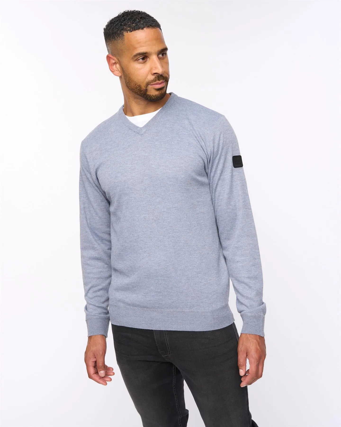 Tinworth V-Neck Jumper Grey Marl sold by Bewley and Ritch