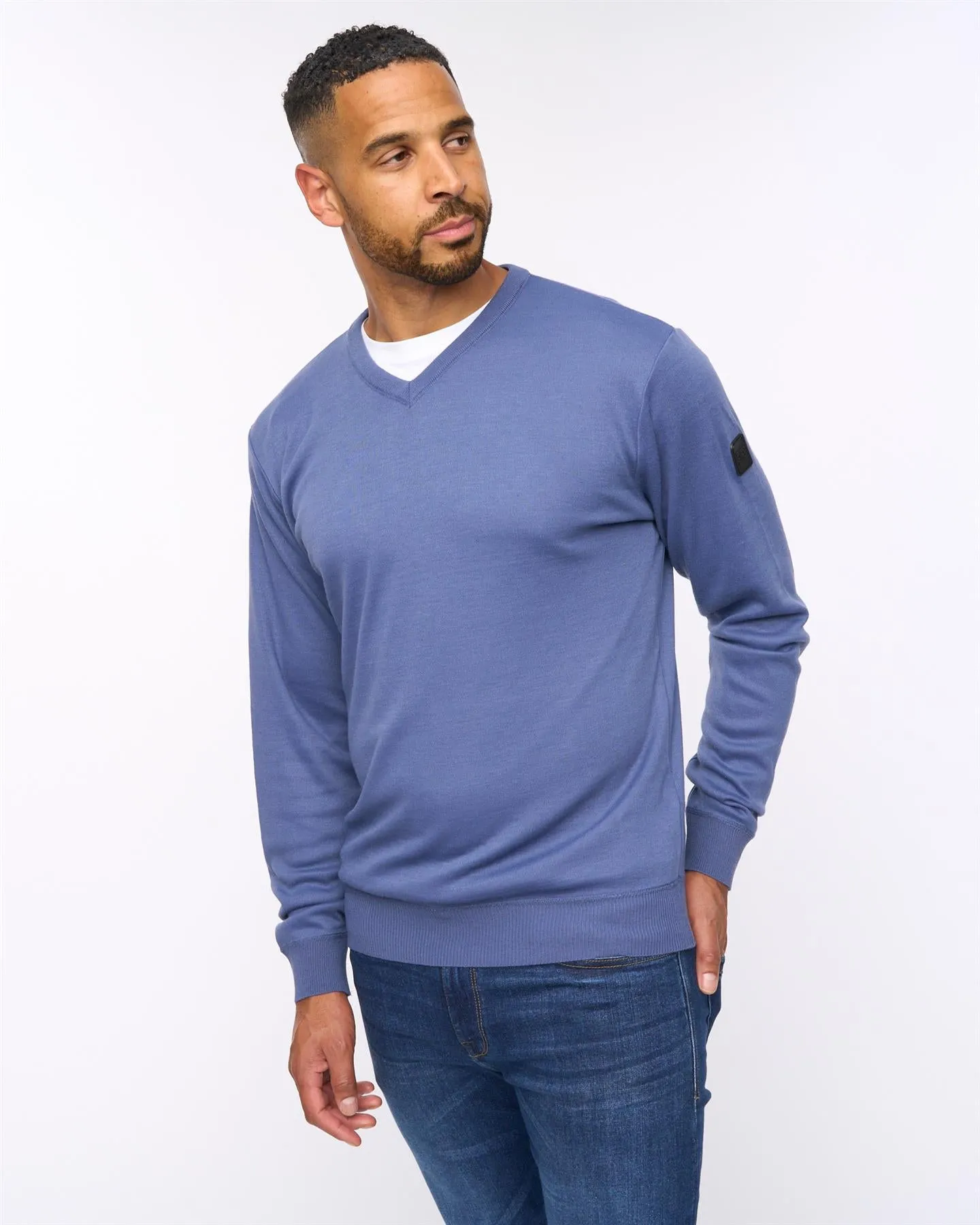 Tinworth V-Neck Jumper Denim Marl sold by Bewley and Ritch product image thumbnail 5