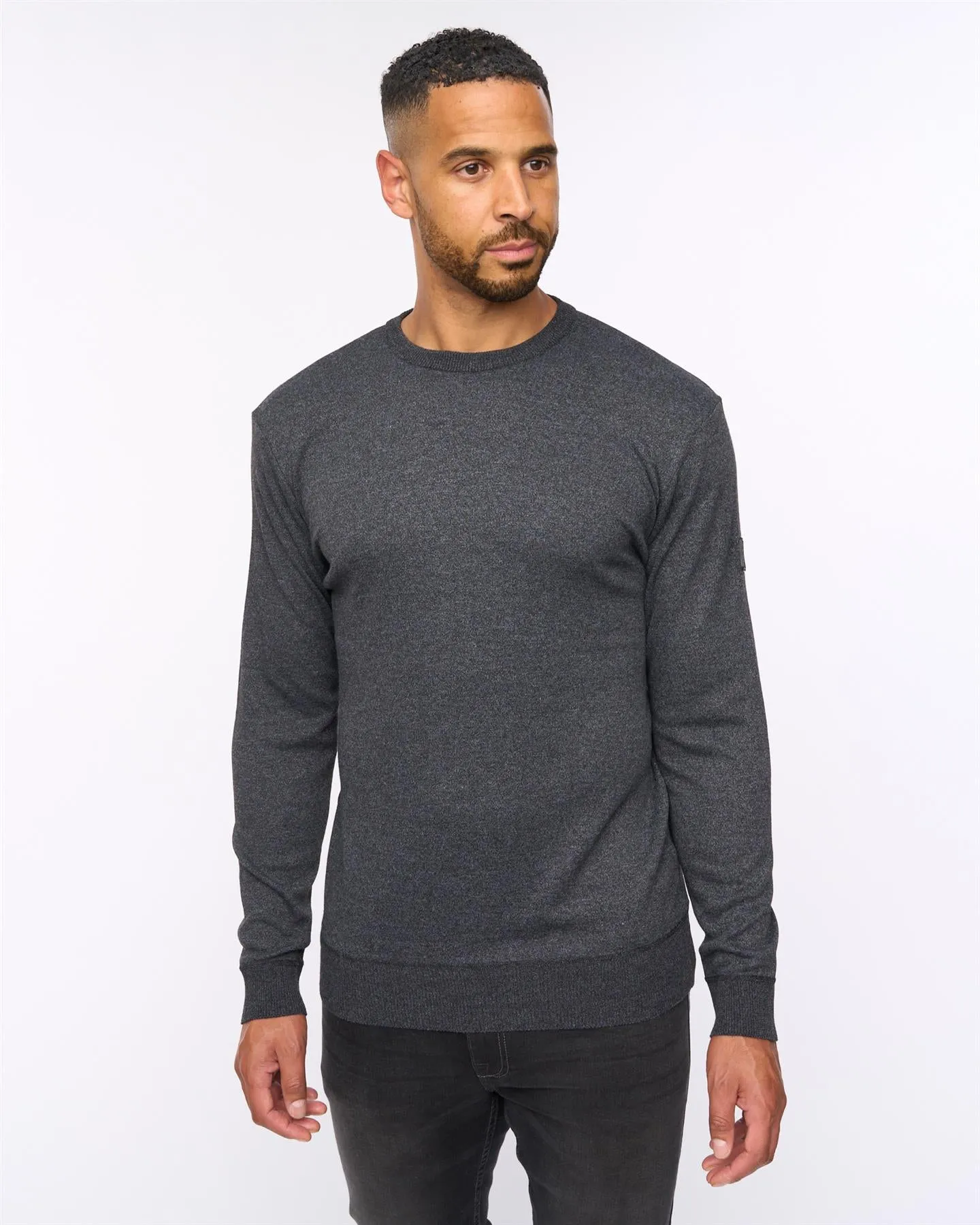Pepston Crew Neck Jumper Black Marl sold by Bewley and Ritch