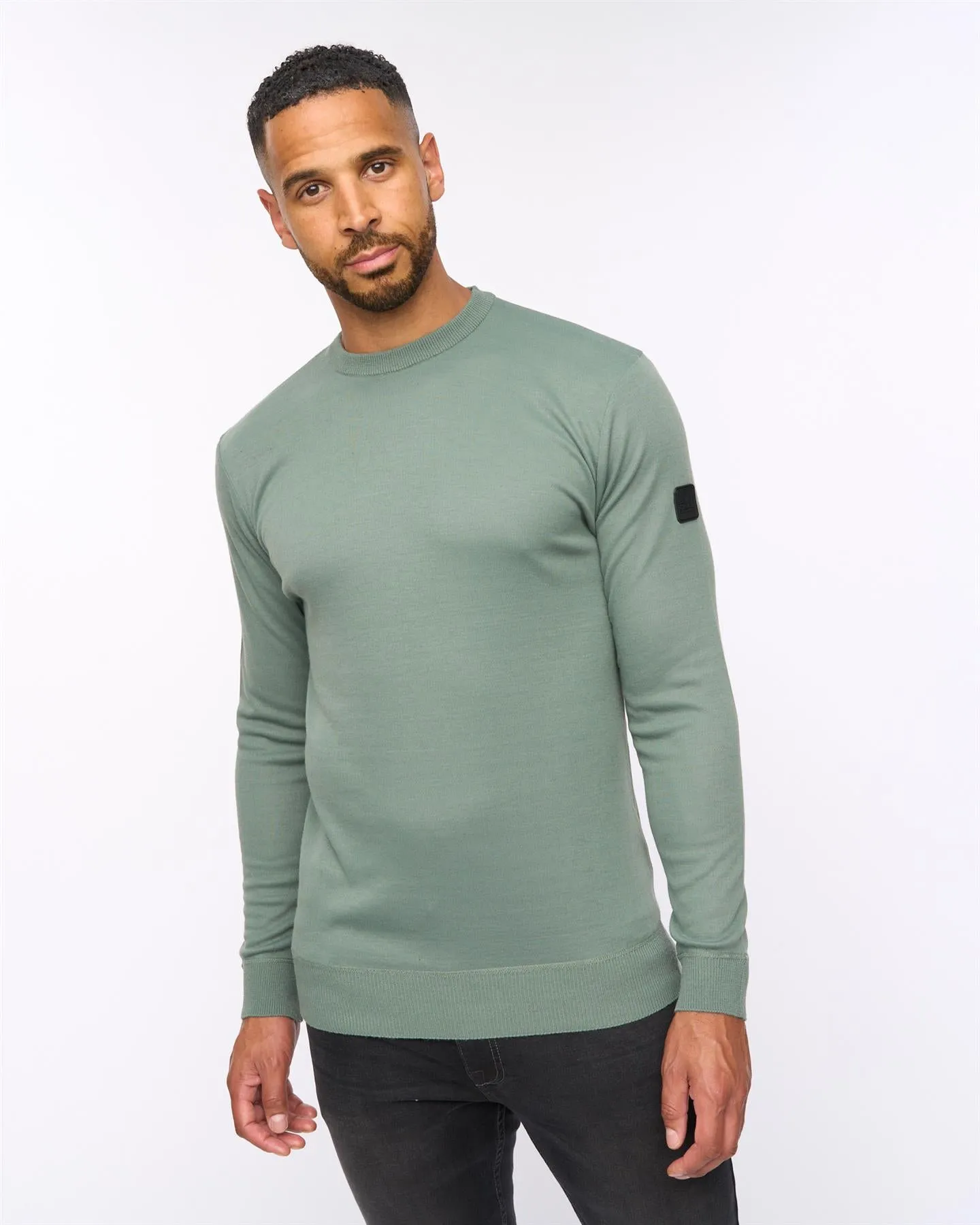 Pepston Crew Neck Jumper Olive sold by Bewley and Ritch