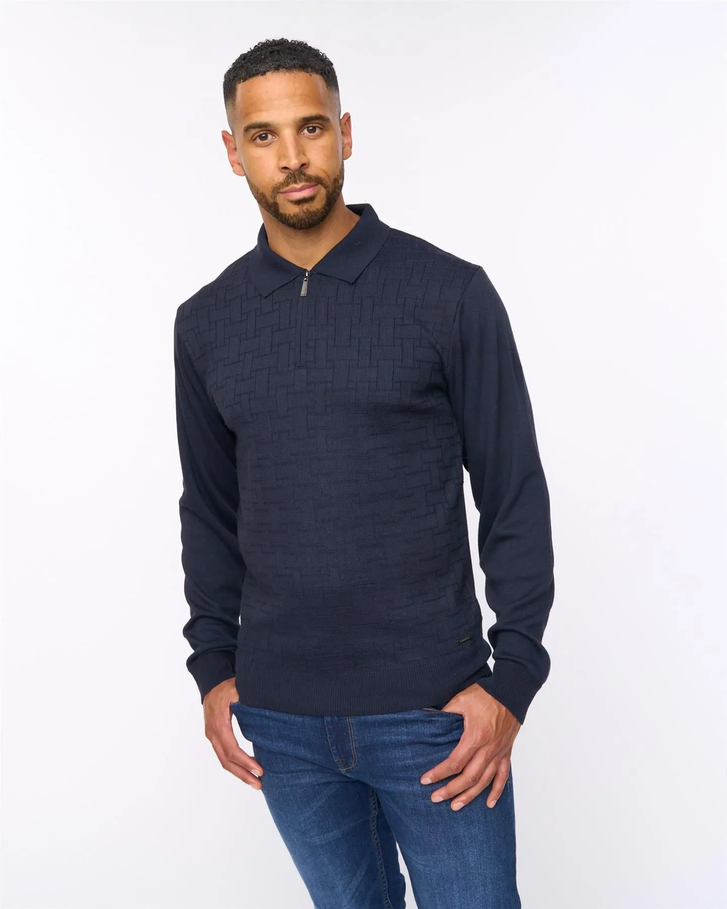 Aldrich 1/2 Zip Knit Polo Navy sold by Bewley and Ritch product image thumbnail 2