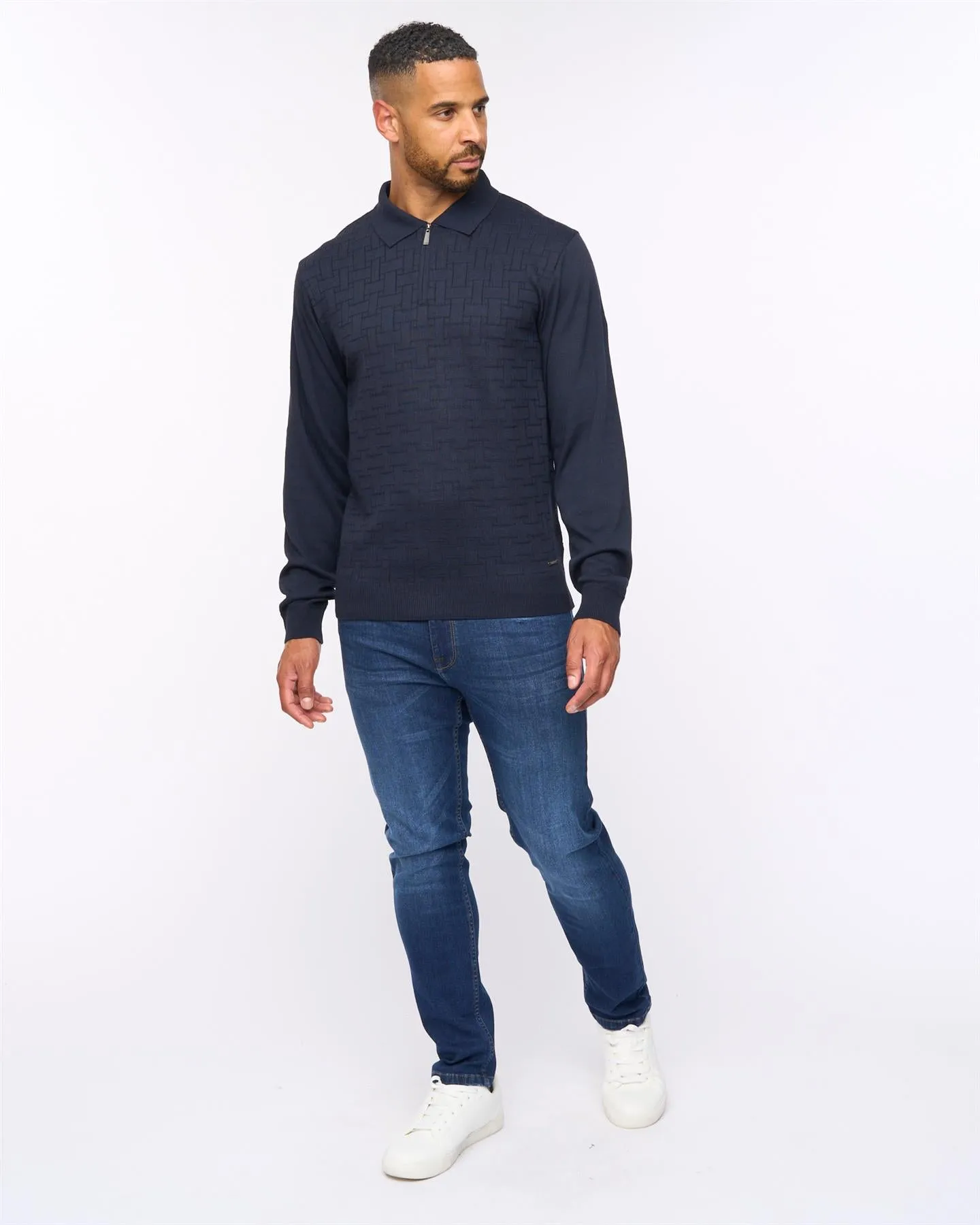 Aldrich 1/2 Zip Knit Polo Navy sold by Bewley and Ritch product image thumbnail 3