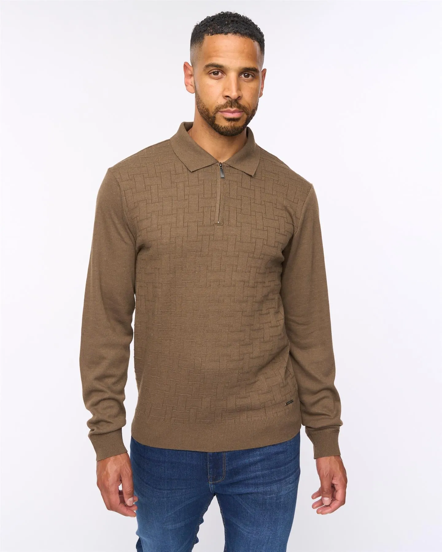 Aldrich 1/2 Zip Knit Polo Dark Taupe sold by Bewley and Ritch product image thumbnail 2