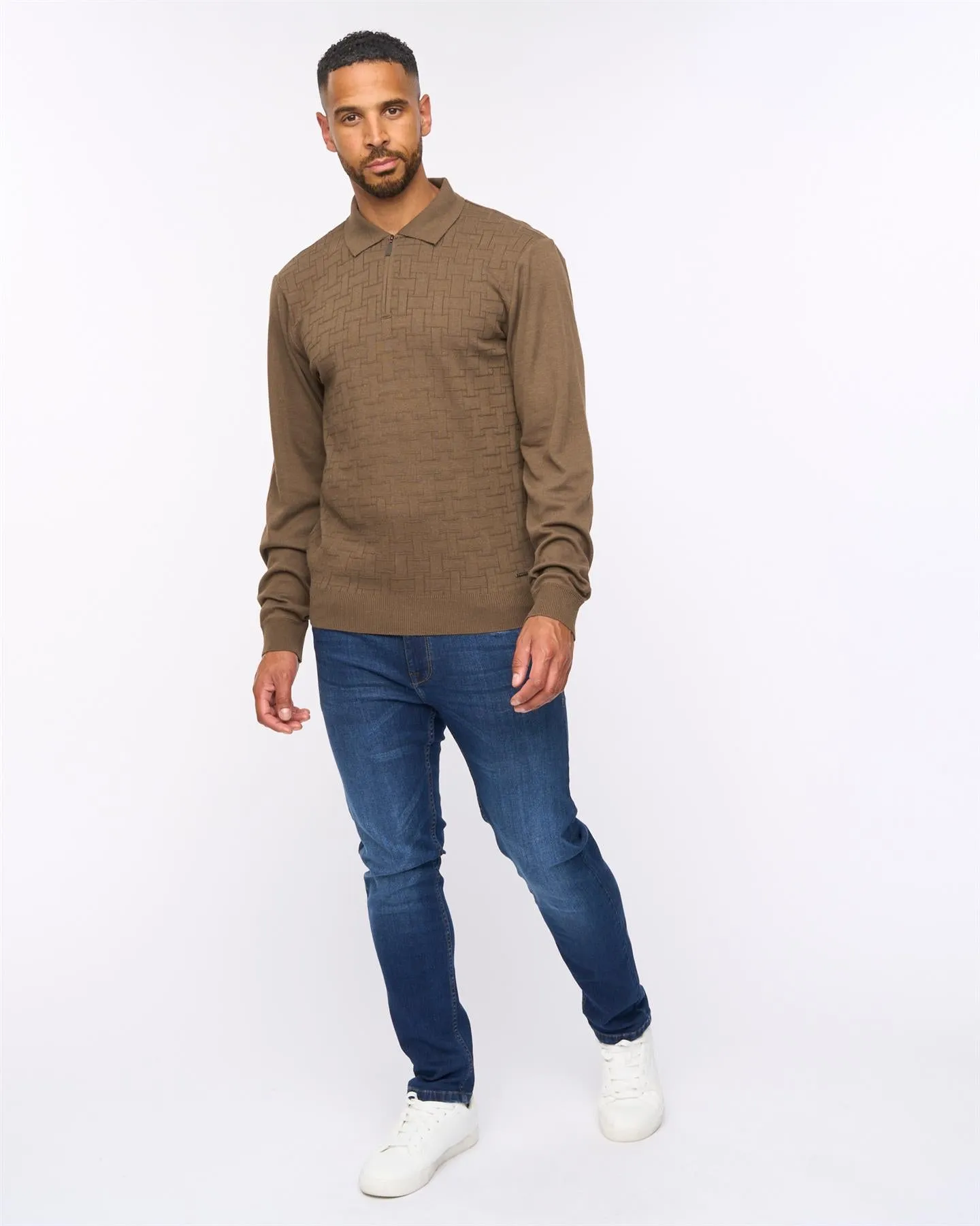 Aldrich 1/2 Zip Knit Polo Dark Taupe sold by Bewley and Ritch product image thumbnail 3