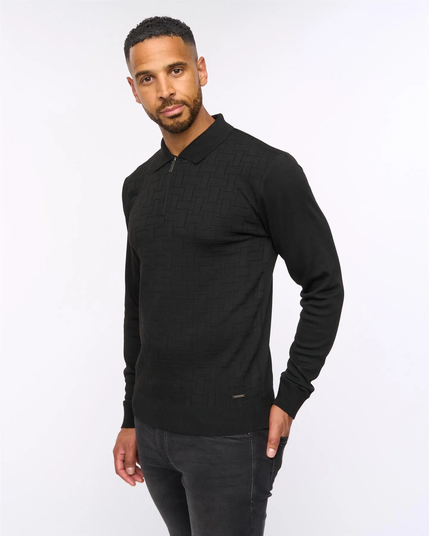 Aldrich 1/2 Zip Knit Polo Black sold by Bewley and Ritch product image thumbnail 2