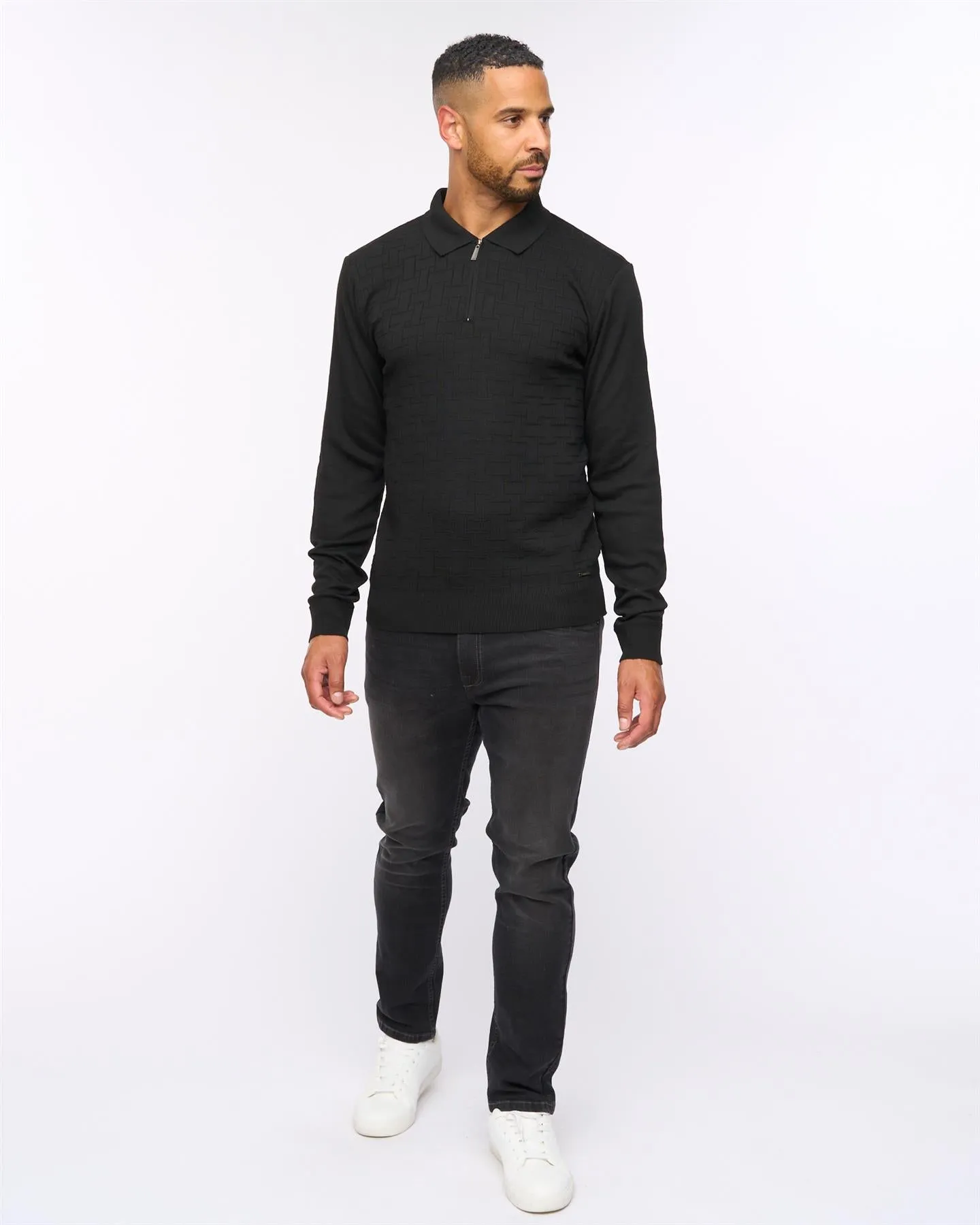 Aldrich 1/2 Zip Knit Polo Black sold by Bewley and Ritch product image thumbnail 3