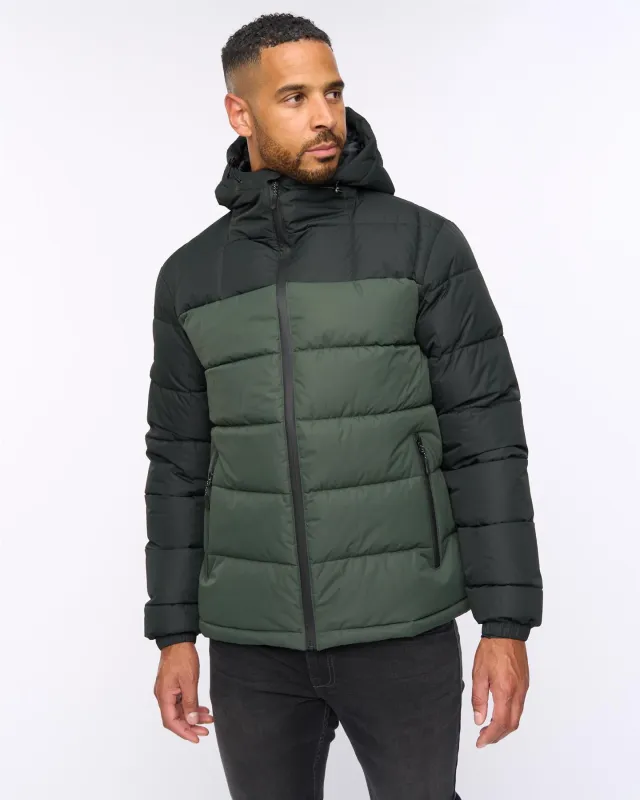 Archdale Puffer Jacket Dark Olive/Olive sold by Bewley and Ritch