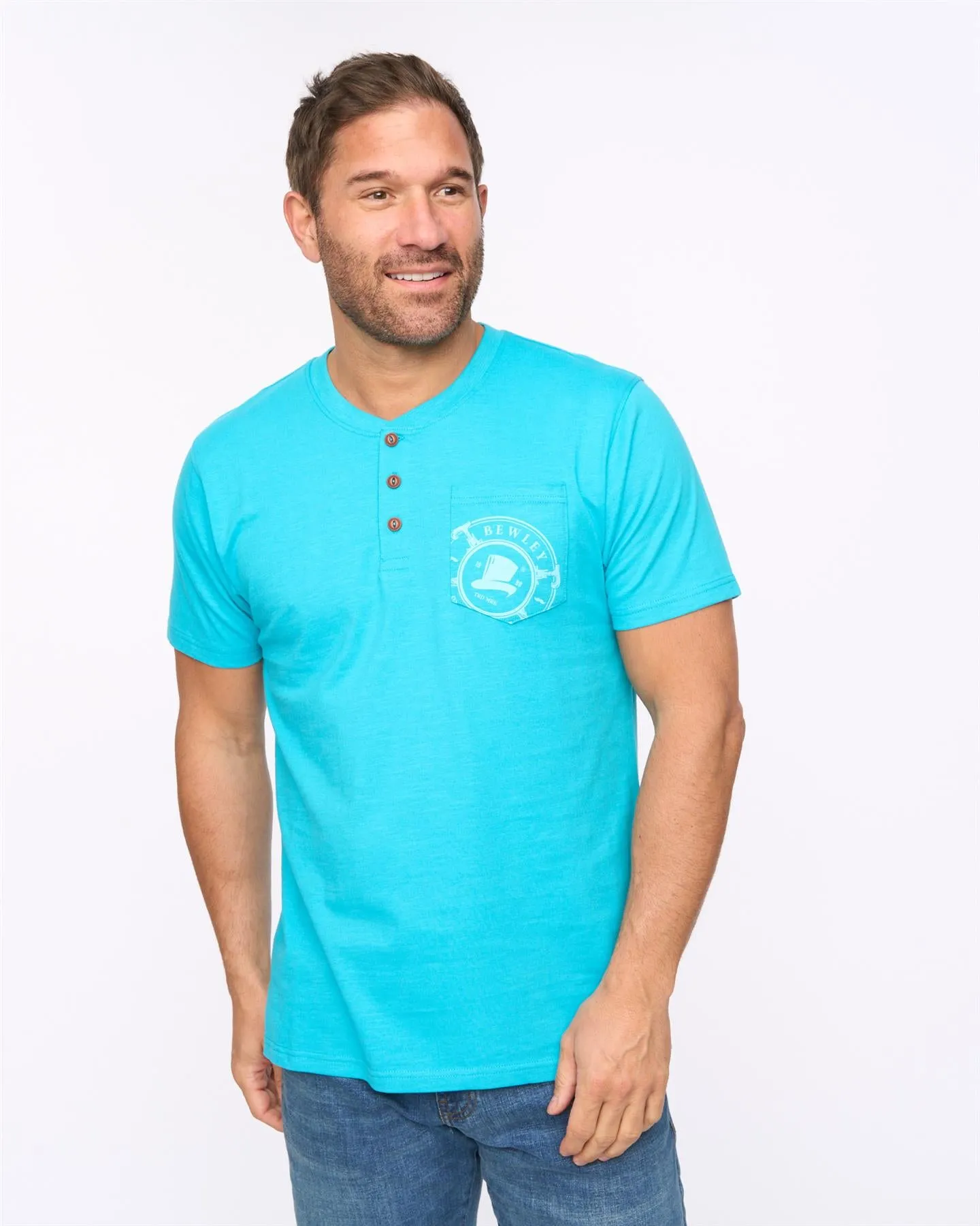 Garside T-Shirt Turquoise sold by Bewley and Ritch