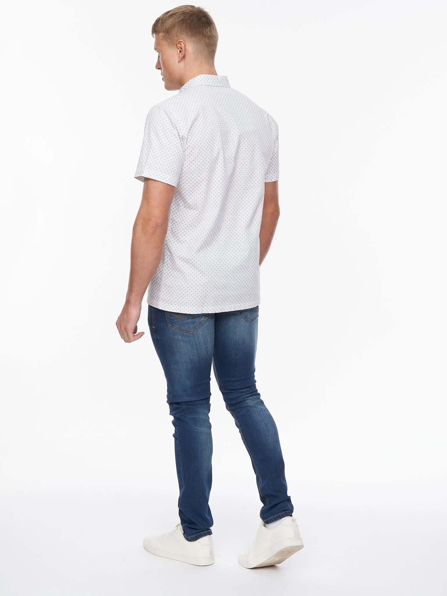 Haltom Short Sleeve Shirt White/Navy Print sold by Bewley and Ritch product image thumbnail 4