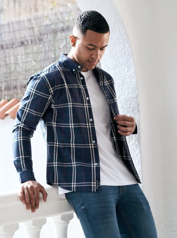 Buford Shirt Navy Check sold by Bewley and Ritch
