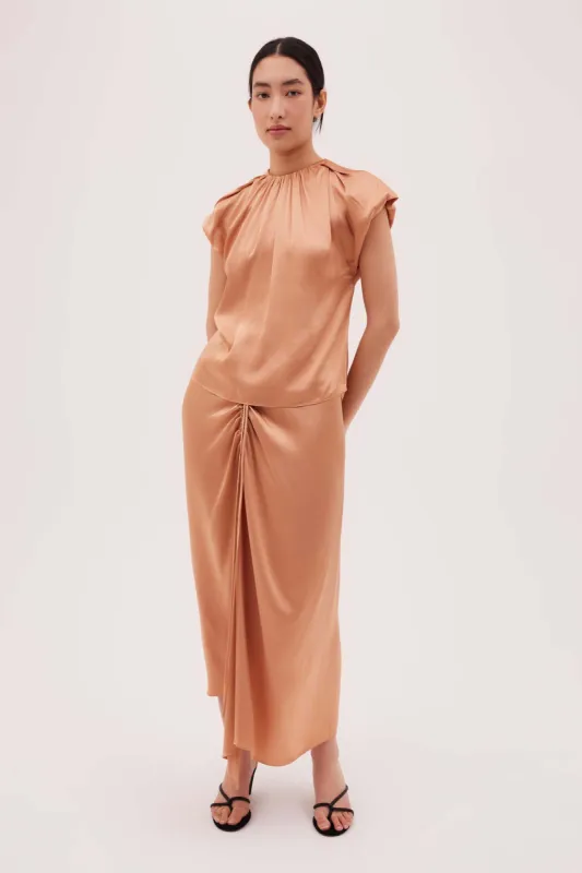 COGNAC SATIN CIRCA TOP sold by Bianca Spender