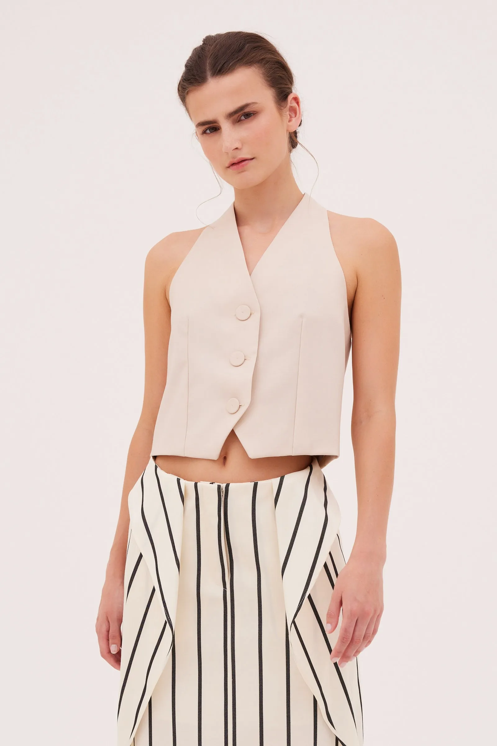 ECRU STRIPE TWILL IMPINGE SKIRT sold by Bianca Spender product image thumbnail 5