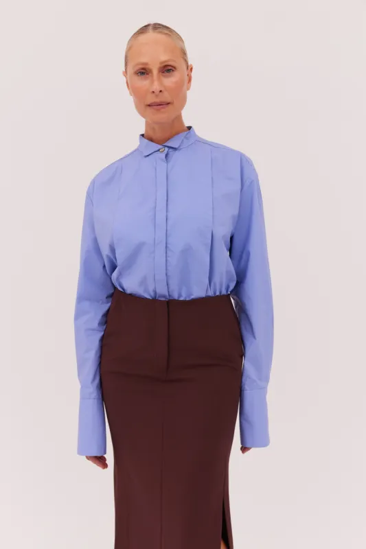 CORNFLOWER COTTON TUXEDO SHIRT sold by Bianca Spender