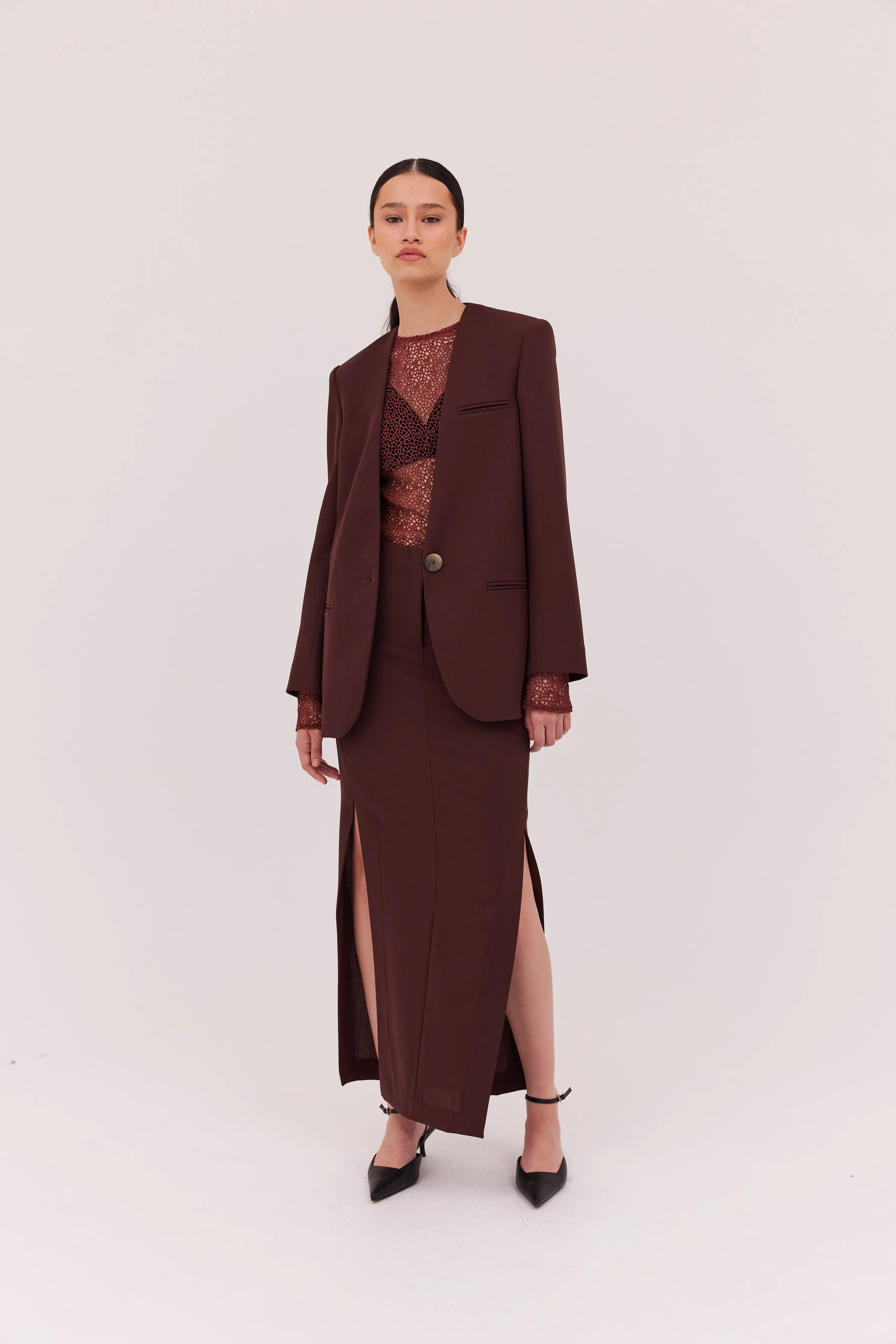 PLUM SUITING BASIS SKIRT sold by Bianca Spender product image thumbnail 2
