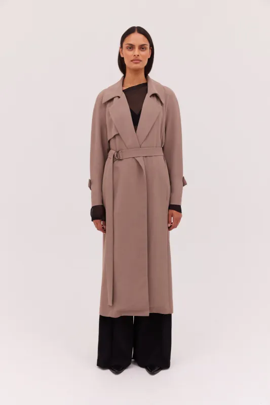 TAUPE SUITING HENRI TRENCH sold by Bianca Spender