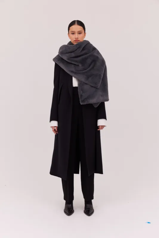 CHARCOAL FAUX FUR ENFOLD SCARF made by Bianca Spender