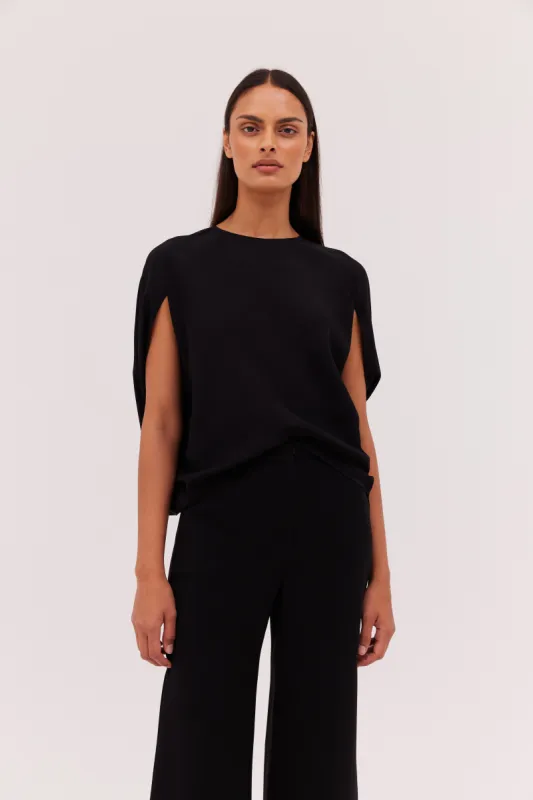 BLACK CREPE CRAWFORD TOP sold by Bianca Spender