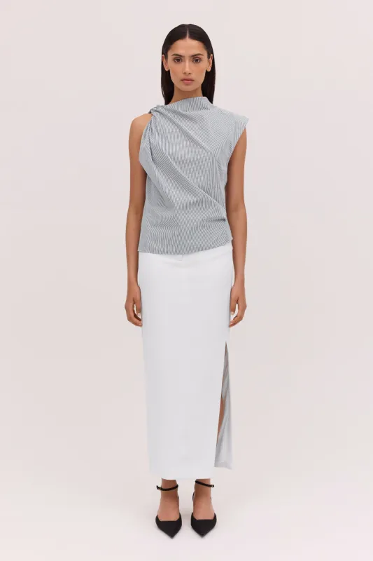 WHITE TEXTURED SUITING UNITY SKIRT sold by Bianca Spender