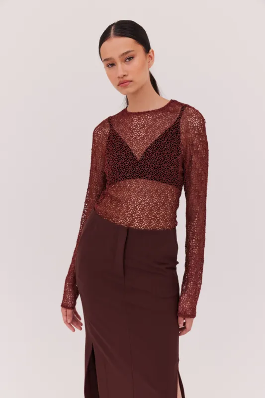 PLUM LACE SERENE TOP sold by Bianca Spender