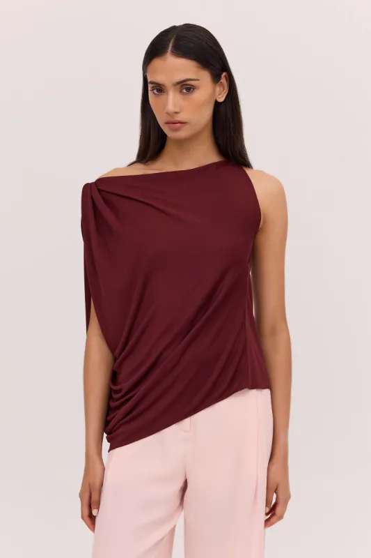 BURGUNDY JERSEY ROMA TOP sold by Bianca Spender