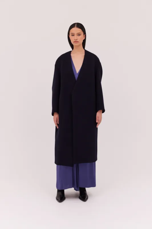 NAVY COATING ENFOLD COAT sold by Bianca Spender