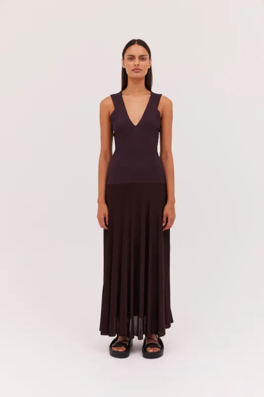 CHOCOLATE JERSEY RIB VIONNET DRESS sold by Bianca Spender