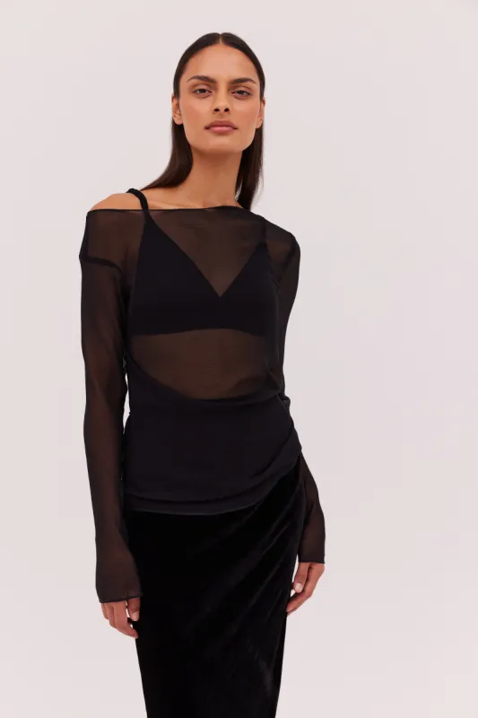 BLACK GEORGETTE YONDER TOP sold by Bianca Spender