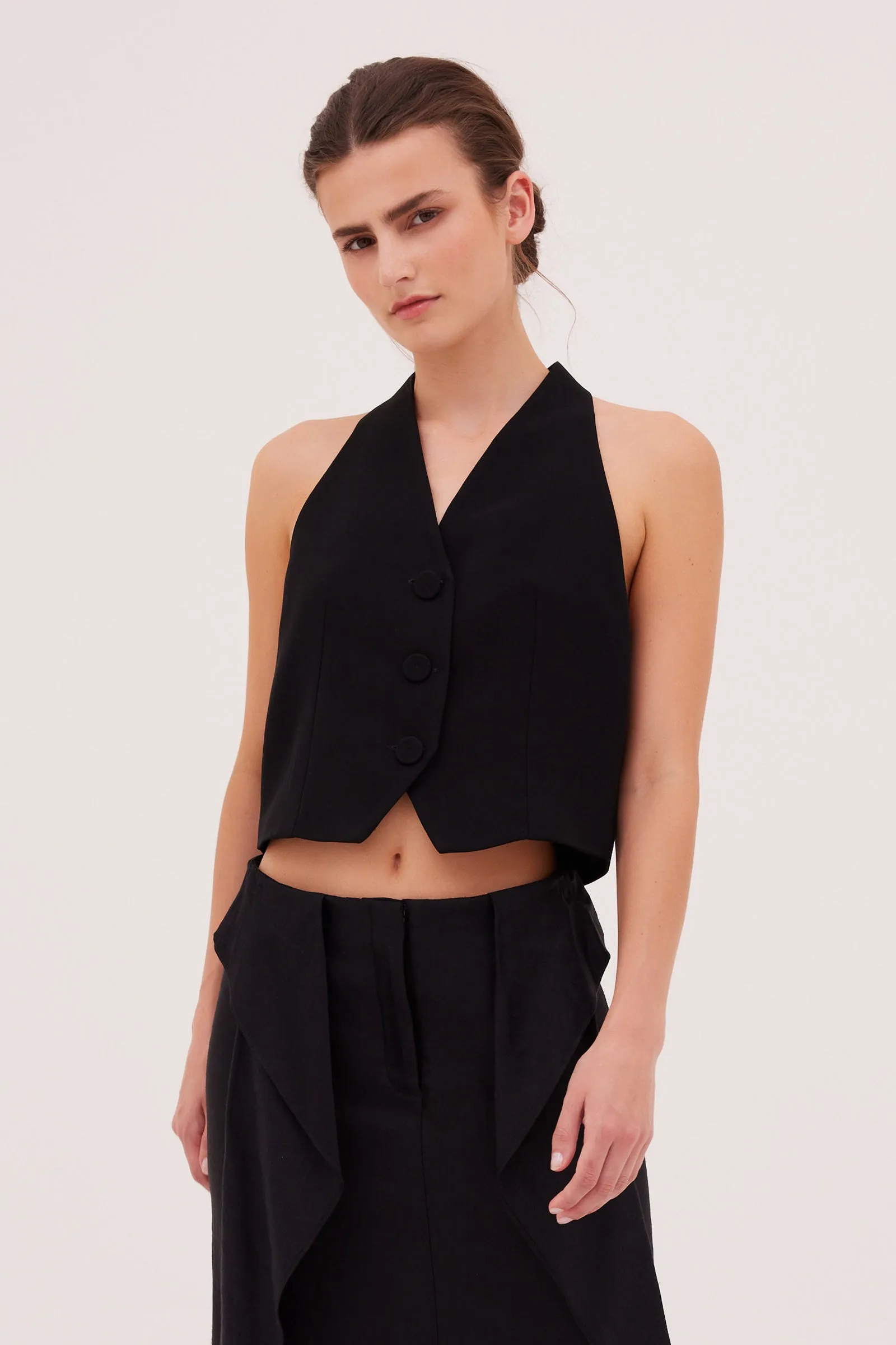 BLACK LINEN TWILL IMPINGE SKIRT sold by Bianca Spender product image thumbnail 5