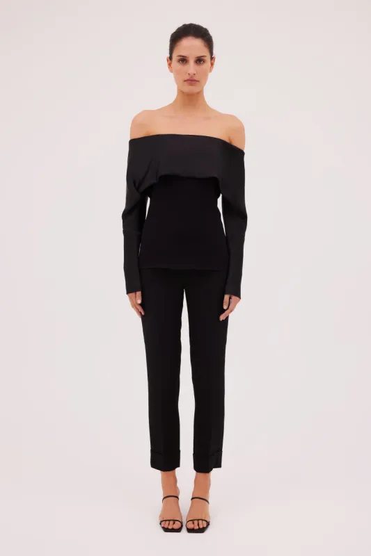 BLACK SATIN CREPE BIJOU TOP sold by Bianca Spender