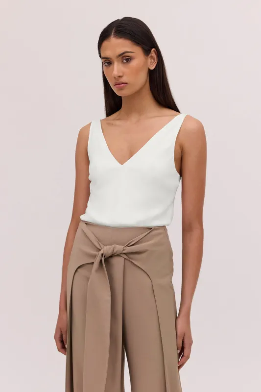 IVORY SATIN CREPE CLAUDE TANK sold by Bianca Spender