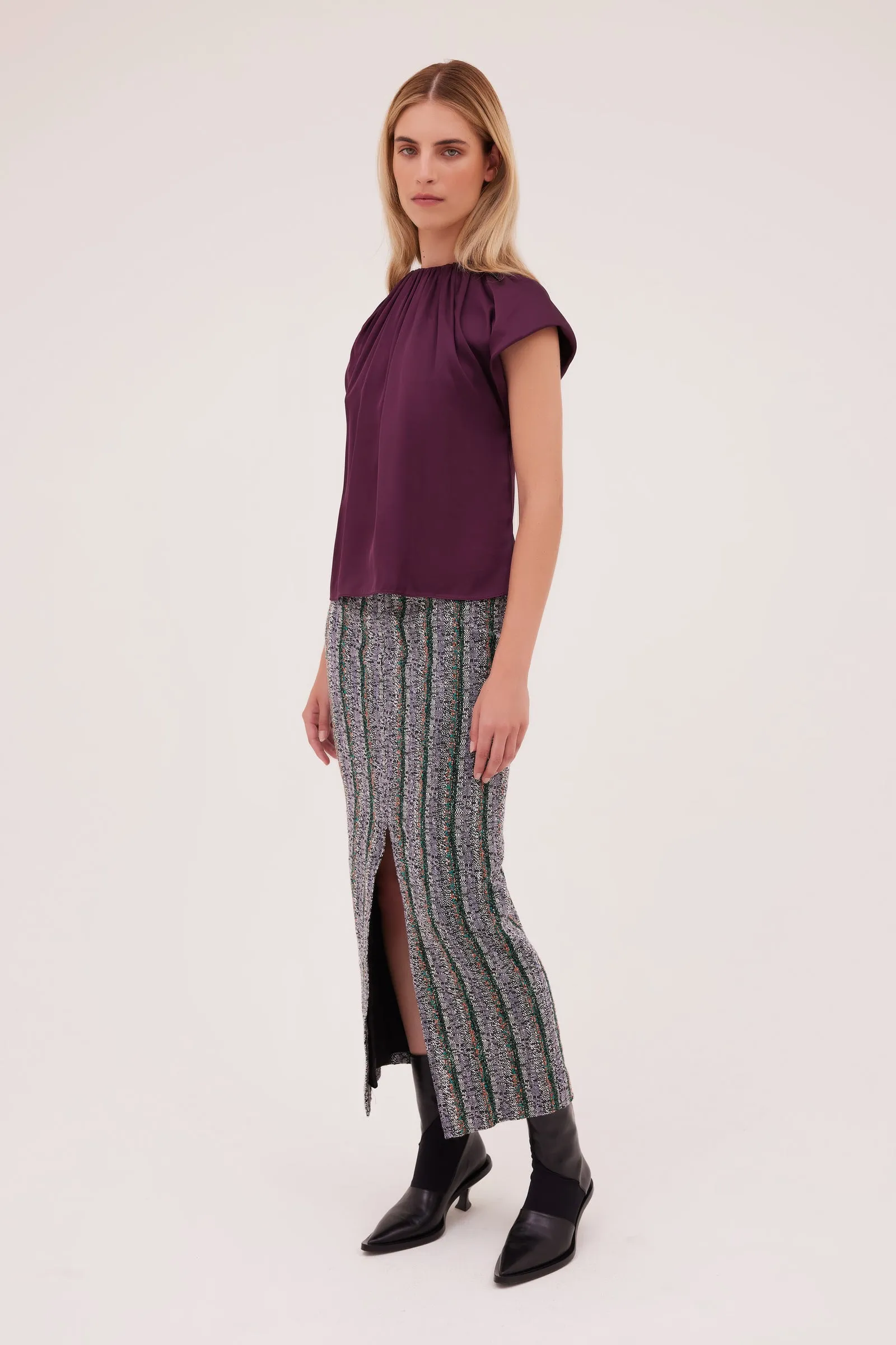 STRIPE TWEED EXHIBITION SKIRT sold by Bianca Spender product image thumbnail 3