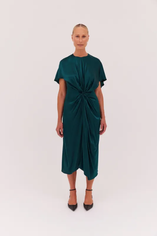 PETROL SILK ILLUSIONIST DRESS sold by Bianca Spender