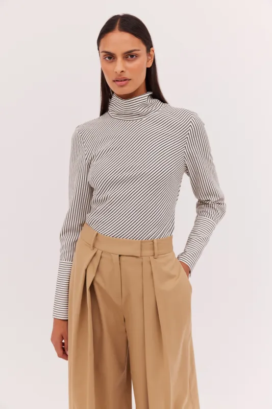 OAT STRIPE BYSTANDER TOP sold by Bianca Spender