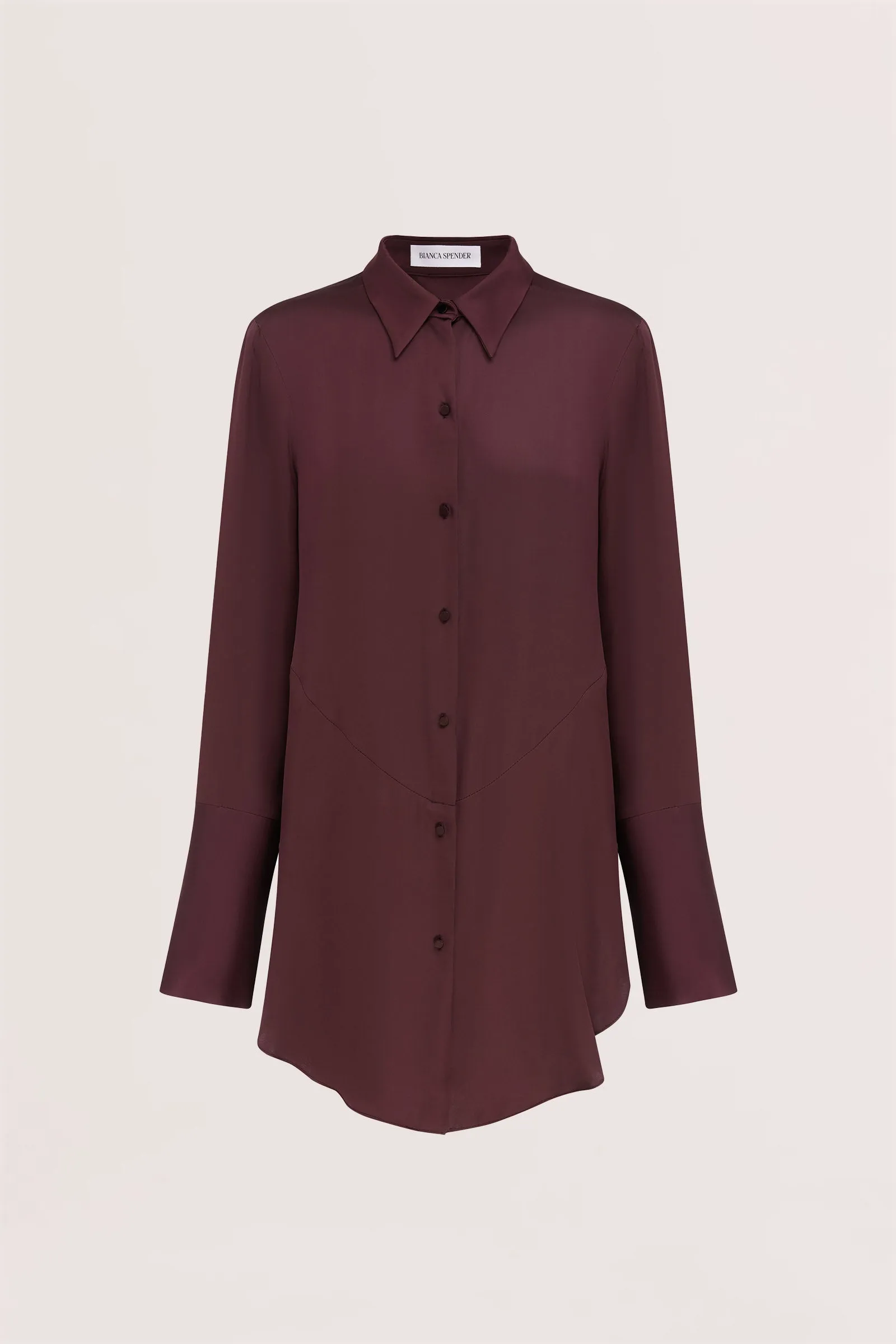 AUBERGINE SATIN BOND SHIRT sold by Bianca Spender product image thumbnail 2