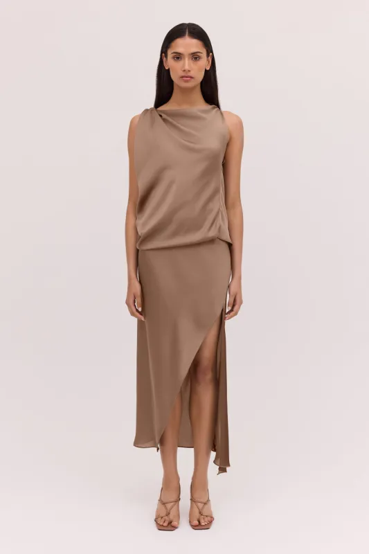MUSHROOM CHIFFON OBLIQUE SKIRT sold by Bianca Spender