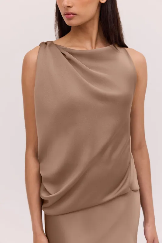 MUSHROOM CHIFFON ROMA TOP sold by Bianca Spender