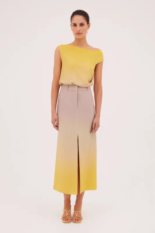 TAUPE OMBRE SATIN DWYER SKIRT sold by Bianca Spender