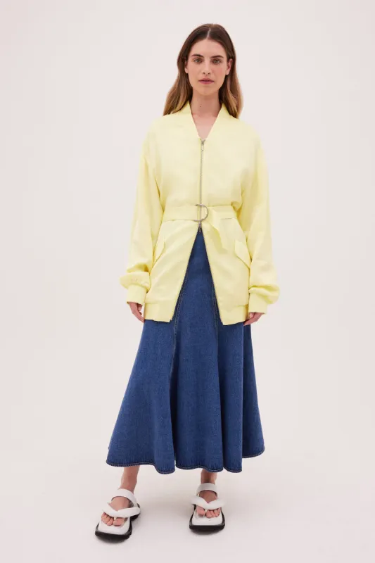 LEMON SATIN CREPE INGRES BOMBER JACKET sold by Bianca Spender