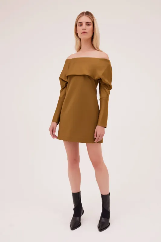 GOLD SATIN BIJOU MINI DRESS made by Bianca Spender