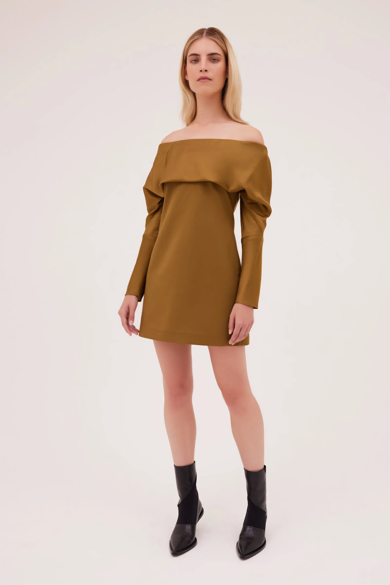 GOLD SATIN BIJOU MINI DRESS sold by Bianca Spender