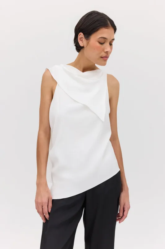 IVORY TEXTURED CREPE RHYTHM TOP sold by Bianca Spender