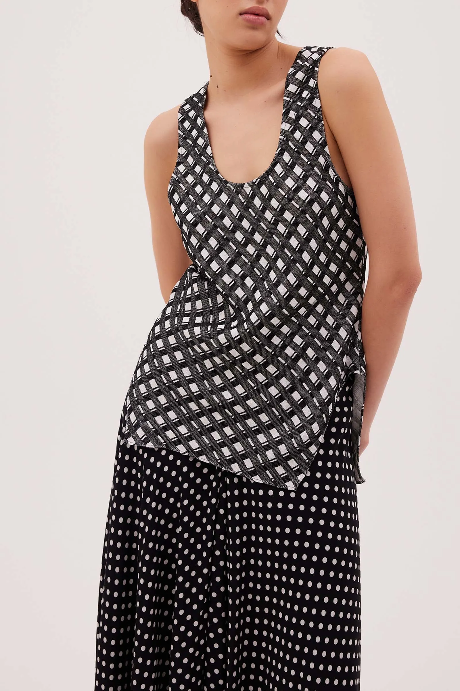 BLACK AND WHITE CHECK MASSON TOP sold by Bianca Spender product image thumbnail 3
