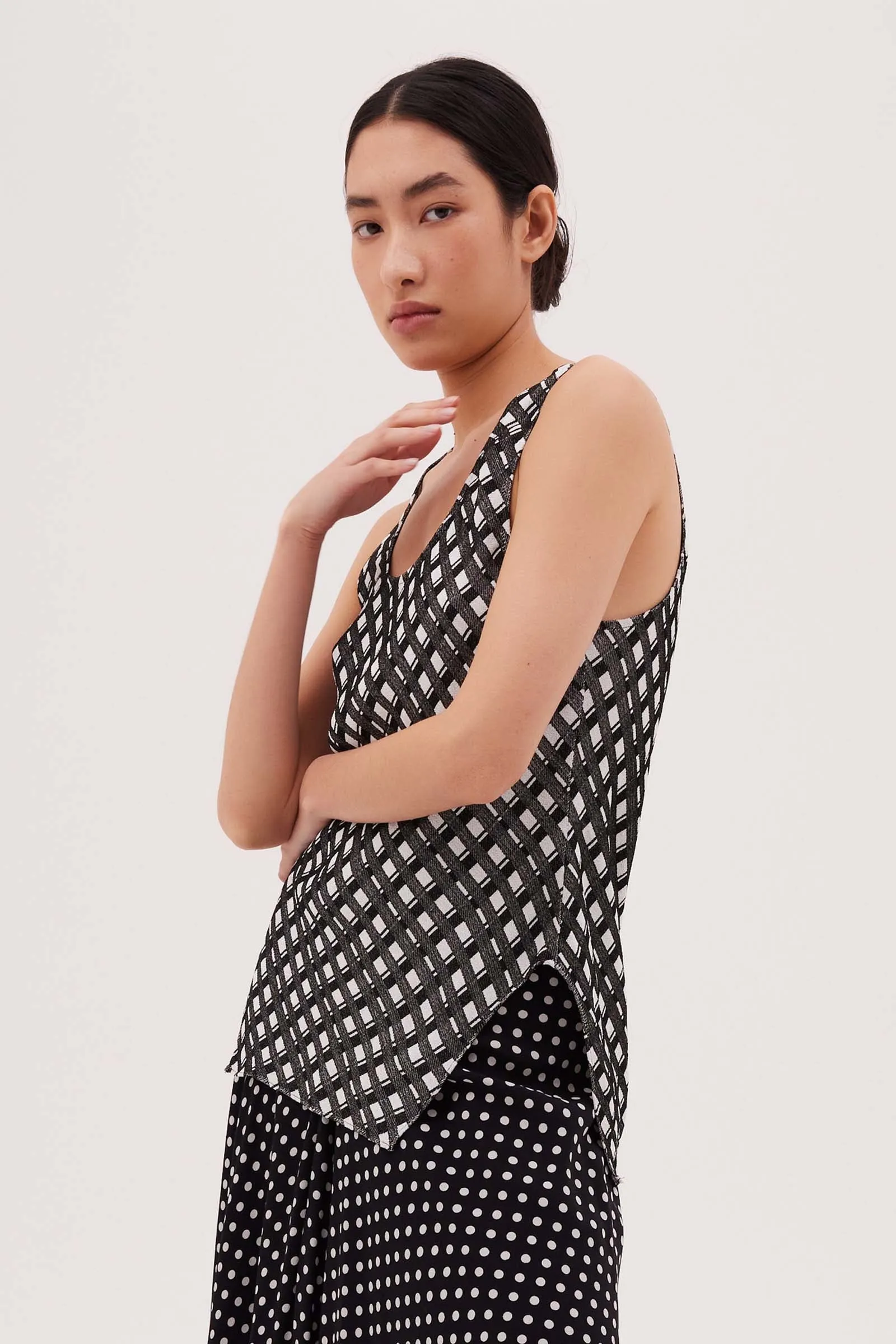 BLACK AND WHITE CHECK MASSON TOP sold by Bianca Spender product image thumbnail 2