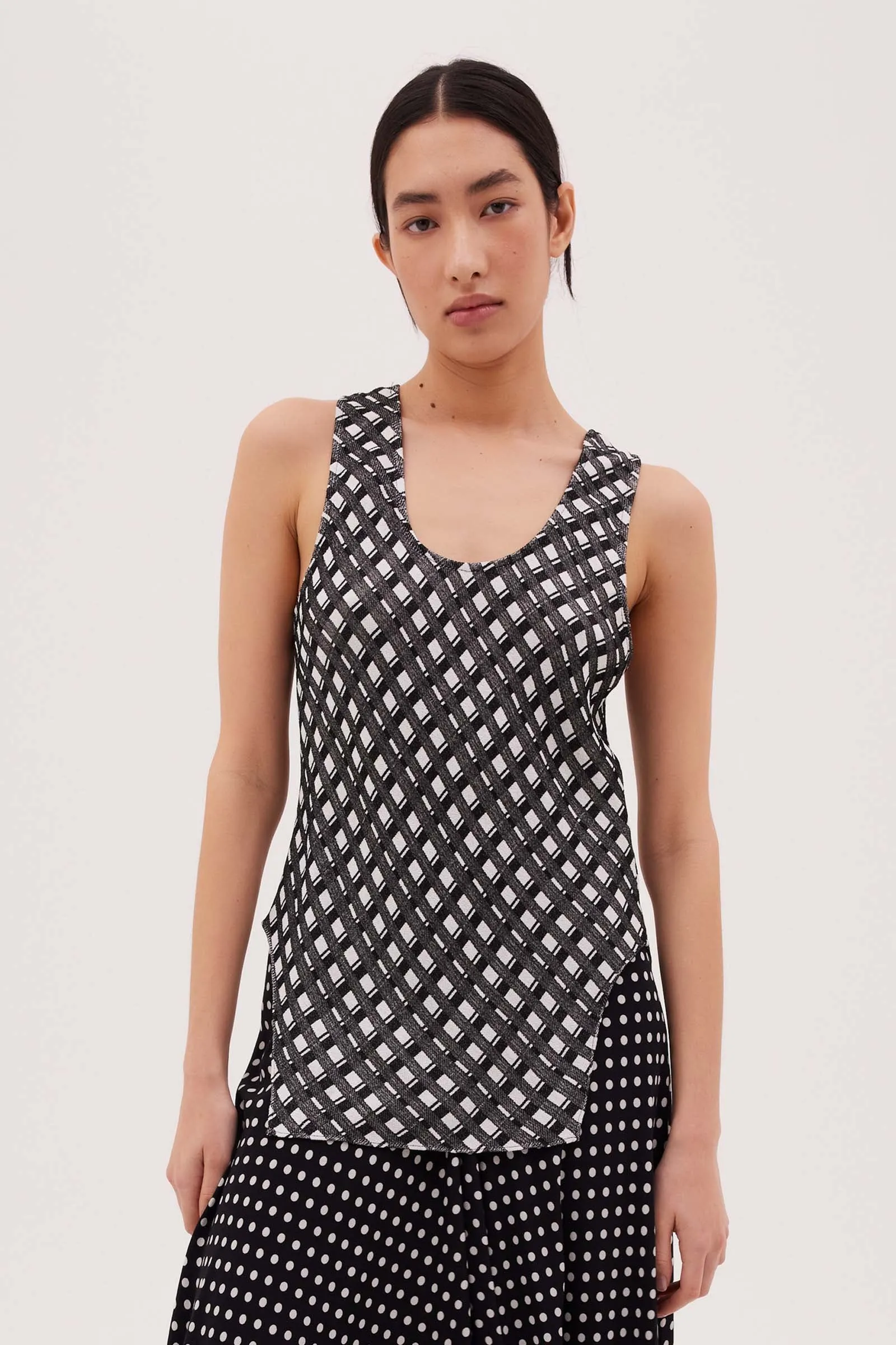 BLACK AND WHITE CHECK MASSON TOP sold by Bianca Spender