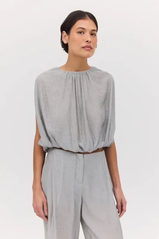 SILVER CRINKLE EMERGE TOP sold by Bianca Spender