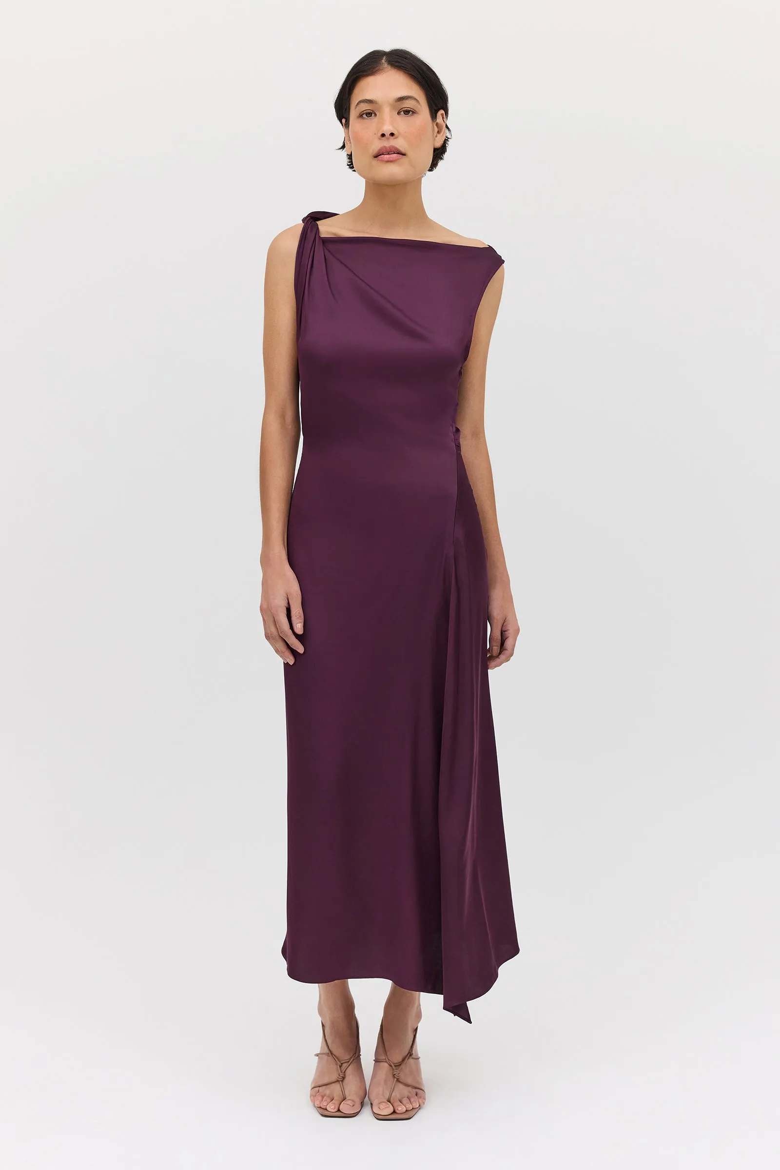 AUBERGINE SATIN CIRQUE DRESS sold by Bianca Spender