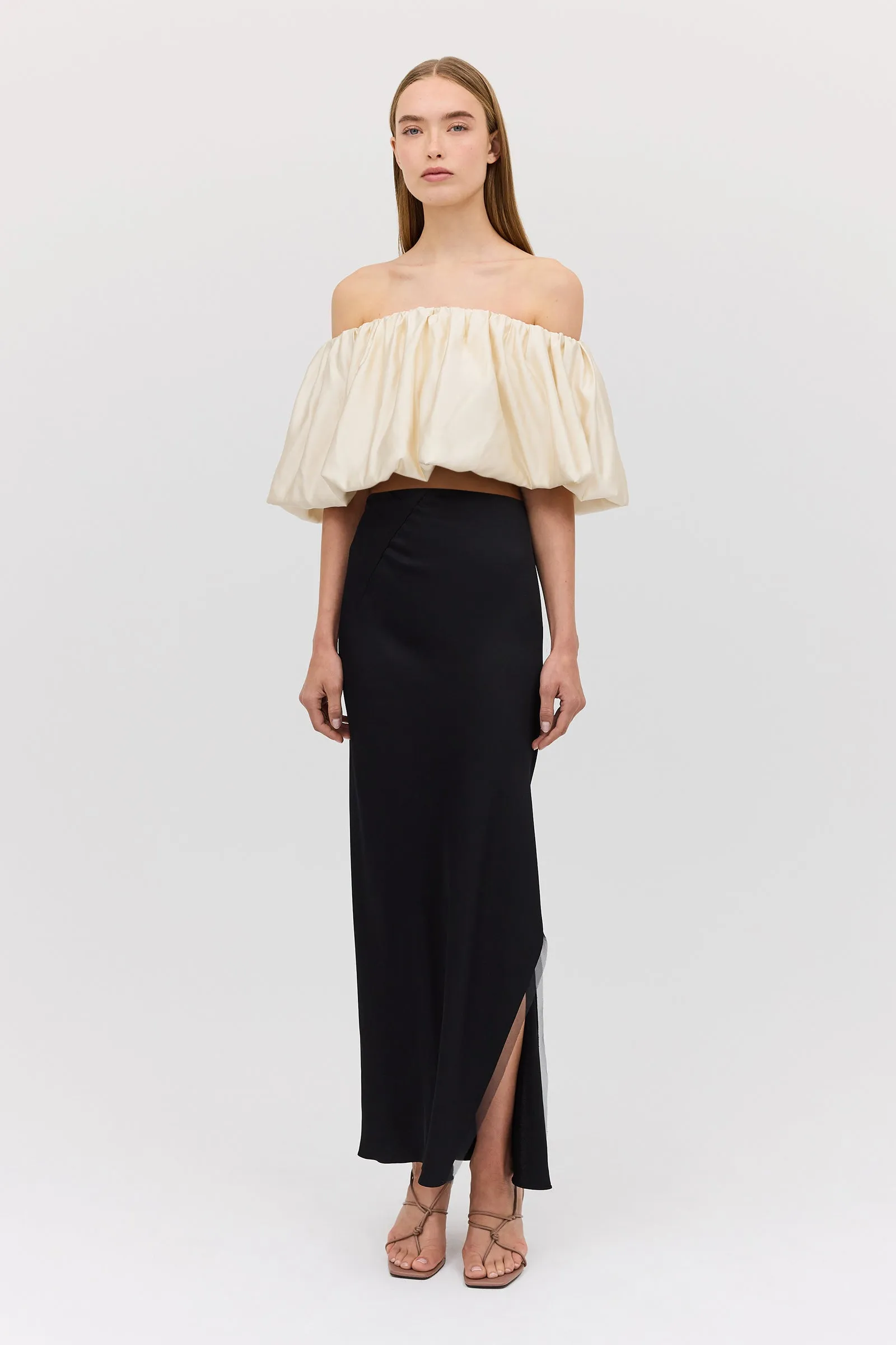 BLACK SATIN OBLIQUE SKIRT sold by Bianca Spender product image thumbnail 4