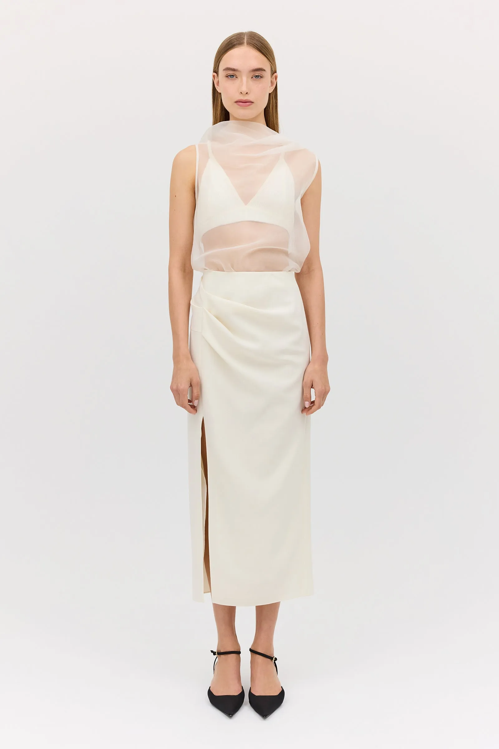 CREAM WOOL CARESS SKIRT sold by Bianca Spender