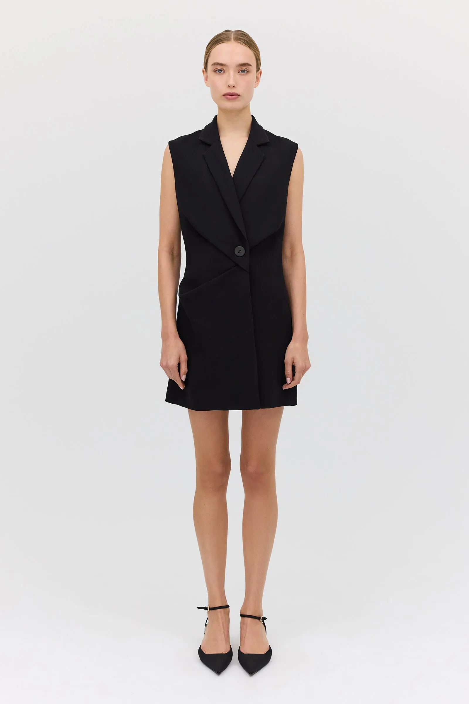 BLACK SUITING INTERLUDE VEST DRESS sold by Bianca Spender