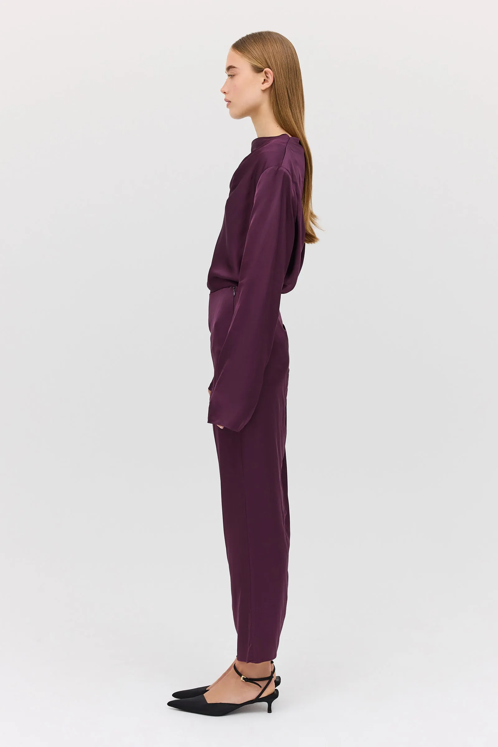 AUBERGINE SATIN AMITY SKIRT sold by Bianca Spender product image thumbnail 5